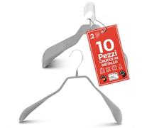 MAWA Grucce per Abiti, Bodyform, Set di 10 Pezzi, in Metallo, a Forma di Corpo per Giacche, Cappotti, Blazer e Giacconi, Ruotabili a 360°, con Rivestimento Antiscivolo, 42 cm, Argento