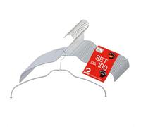 MAWA Grucce Appendiabiti Light 50%, Set di 100 Grucce Salvaspazio e Antiscivolo, Ideali per Camicie e Bluse, Gancio Girevole 360°, Rivestimento Antiscivolo, 42 cm, Argento