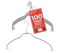 MAWA Grucce Appendiabiti Light 50%, Set di 100 Grucce Salvaspazio e Antiscivolo, Ideali per Camicie e Bluse, Gancio Girevole 360°, Rivestimento Antiscivolo, 42 cm, Argento