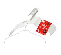 MAWA Grucce Appendiabiti Light, Set di 100 Grucce Salvaspazio e Antiscivolo, Ideali per Camicie e Bluse, Gancio Girevole 360°, Rivestimento Antiscivolo, 42 cm, Bianco