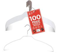 MAWA Grucce Appendiabiti Light, Set di 100 Grucce Salvaspazio e Antiscivolo, Ideali per Camicie e Bluse, Gancio Girevole 360°, Rivestimento Antiscivolo, 42 cm, Bianco