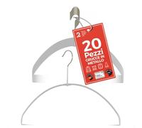 MAWA Grucce Appendiabiti Light, Set di 20 Grucce Salvaspazio e Antiscivolo, Ideali per T-Shirt, Top e Maglioni Leggeri, Gancio Girevole 360°, 40 cm, Bianco