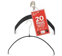 MAWA Grucce Appendiabiti Light, Set di 20 Grucce Salvaspazio e Antiscivolo, Ideali per T-Shirt, Top e Maglioni Leggeri, Gancio Girevole 360°, 40 cm, Nero