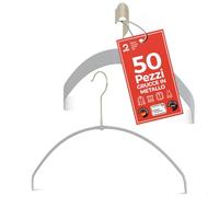 MAWA Grucce Appendiabiti Light, Set di 50 Grucce Salvaspazio e Antiscivolo, Ideali per T-Shirt, Top e Maglioni Leggeri, Gancio Girevole 360°, 40 cm, Argento