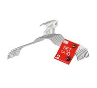 MAWA Grucce Appendiabiti, Set di 10 Grucce Salvaspazio e Antiscivolo, Ideali per Camicie e Bluse, Gancio Girevole 360°, Rivestimento Antiscivolo, 36 cm, Argento