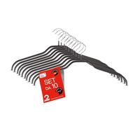 MAWA Grucce Appendiabiti, Set di 10 Grucce Salvaspazio e Antiscivolo, Ideali per Camicie e Bluse, Gancio Girevole 360°, Rivestimento Antiscivolo, 41 cm, Nero