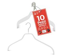 MAWA Grucce per Abiti, Silhouette F, Set di 10 Pezzi, Salvaspazio e Antiscivolo, per Camicie e Camicette, Ruotabili a 360°, con Rivestimento Antiscivolo, 45 cm, Bianco