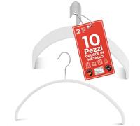 MAWA Grucce Appendiabiti, Set di 10 Grucce Salvaspazio e Antiscivolo, Ideali per T-Shirt e Maglioni, Gancio Girevole 360°, Rivestimento Antiscivolo, 40 cm, Bianco