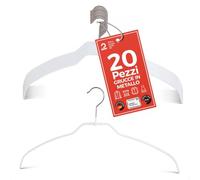 MAWA Grucce Appendiabiti, Set di 20 Grucce Salvaspazio e Antiscivolo, Gancio Girevole 360°, Ideali per Bluse, Camicie e T-Shirt, 36 cm, Bianco, Made in Germany