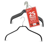 MAWA Grucce Appendiabiti, Set di 25 Grucce Salvaspazio e Antiscivolo, Ideali per Camicie e Bluse, Gancio Girevole 360°, Rivestimento Antiscivolo, 41 cm, Nero