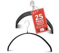 MAWA Grucce Appendiabiti, Set di 25 Grucce Salvaspazio e Antiscivolo, Ideali per T-Shirt e Maglioni, Gancio Girevole 360°, Rivestimento Antiscivolo, 40 cm, Nero
