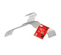 MAWA Grucce Appendiabiti, Set di 50 Grucce Salvaspazio e Antiscivolo, Ideali per Camicie e Bluse, Gancio Girevole 360°, Rivestimento Antiscivolo, 45 cm, Argento