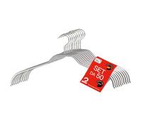 MAWA Grucce Appendiabiti, Set di 50 Grucce Salvaspazio e Antiscivolo, Ideali per Camicie e Bluse, Gancio Girevole 360°, Rivestimento Antiscivolo, 41 cm, Argento