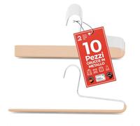 MAWA Grucce Pantaloni, Set di 10 Grucce Salvaspazio, Ideali per Jeans, Pantaloni in Tessuto e da Completo, Barra con Rivestimento Antiscivolo, 35 cm, Latte Macchiato