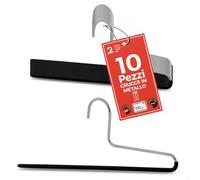 MAWA Grucce per Abiti KH, Set di 10 Pezzi, Salvaspazio e Antiscivolo, per Jeans, Pantaloni in Tessuto e Pantaloni da Abito, con Rivestimento Antiscivolo, 35 cm, Nero