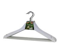 MAWA Grucce per Abiti, Basic RE/RFS, Set di 5Pezzi, in Legno de Loto, con Barra e Taglio per le Gonne, Certificato FSC®, Girevoli a 360°, 44 cm, Laccato Opaco Bianco