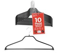 MAWA Grucce Silhouette FS, Set di 10 Grucce Salvaspazio con Barra Antiscivolo per Pantaloni, Ideali per Camicie, Giacche, Pantaloni e Completi, 45 cm, Nero
