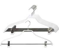 MAWA Silhouette FK - Grucce a clip, adatte per completi, camicie, gonne e pantaloni, 10 pezzi, salvaspazio, gancio girevole a 360°, con rivestimento antiscivolo non inquinante, 41 cm, Bianco