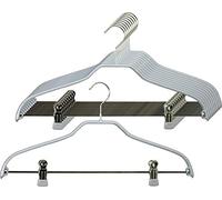 MAWA Silhouette FK - Grucce a clip, adatte per completi, giacche, camicie, gonne e pantaloni, 10 pezzi, salvaspazio, gancio girevole a 360°, con rivestimento antiscivolo non inquinante, 45 cm, Argento