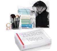 mawmuaw 100 Pezzi Bustine Trasparenti Adesive 25x30 cm Sacchetti Cellophane Confetti Bustine Trasparenti Richiudibili Sacchetto per Alimenti Biscotti Dolci Pane Abbigliamento Scarpe Asciugamani