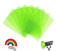 mawmuaw 8 pellicole colorate resistenti al calore per lampade a LED e flash da studio, filtro colore A4, colore verde neon, trasparente, pellicola colorata per foto, video e fai da te, 29,7 x 21 cm