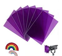 mawmuaw 8 pellicole per lampade viola, resistenti al calore, per lampade a LED e flash da studio, filtro colore A4, correzione del colore, pellicola viola trasparente, pellicole colorate in gel per