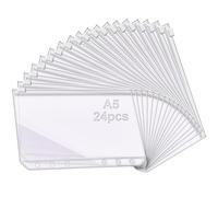 mawmuaw Raccoglitore A5, 24 pezzi, in PVC, riutilizzabili, con chiusura lampo, per raccoglitori ad anelli, formato A5, 6 anelli, raccoglitori