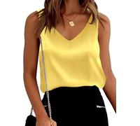 Mawor Canotte in raso da donna, vestibilità ampia, senza maniche, scollo a V, canotta, camicette, 935_giallo, L