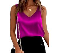 Mawor Canotte in raso da donna, vestibilità ampia, senza maniche, scollo a V, canotta, camicette, 935_viola Rosso, 3XL