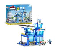 Set giocattolo a sorpresa Stazione di polizia MAX Adventure, 321 pezzi, con mattoncini da costruzione, adatti a bambini dai 5 anni in su per creare veicoli e molto altro