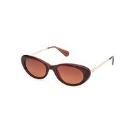 Max&Co. MO0077 Occhiali da Sole Donna, Occhiali da Sole in Metallo Leggeri ed Eleganti, Forma Lente Gatto, Lenti Marrone Sfumato, Avana Scura