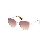 Max&Co. MO0082 Occhiali da Sole Donna, Occhiali da Sole in Metallo Leggeri ed Eleganti, Forma Lente Gatto, Lenti Blu Sfumato, Oro