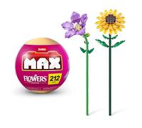 MAX Collezione di mattoncini Premium Flowers di ZURU(fino a 210 pezzi, 2 fiori per capsula, 10 da collezionare). (Campanula grandiflora e girasole, 1 Capsula)