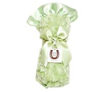 Max Daniel Rosebuds and satin Baby throw (Celery)