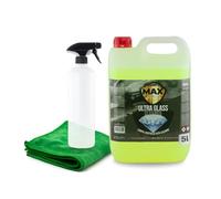 MAX DETAIL-LAB - Ultra Glass - Detergente Pulizia Vetri Auto, Formula Sgrassante Pulisce e Lucida Professionale Vetro, Finestre, Specchio, Effetto Idrorepellente, Kit Lavaggio Detailing Car Moto 5L