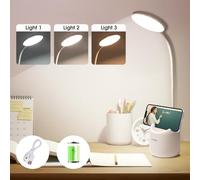 MAX EXCELL Lampada da Scrivania Led, Lampada da Scrivania Senza Fili con Funzione Protezione degli Occhi, Lampada Touch Control Collo Flessibile, 3 Livelli di Luminosità 3 Modalità di Illuminazione