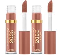 Max Factor,2000 Calorie Lip Glaze, brillante gloss colorato, effetto rimpolpante per le labbra, arricchito da un complesso nutriente con Acido Ialuronico e Squalane, formula vegana, 150, Caramel swish