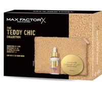 Max Factor, Cofanetto Regalo Donna Teddy Chic, Pochette in morbido tessuto teddy con Miracle Pure 2in1 Skin Reset Serum Foundation, 40-60, Light + Cipria Creme Puff New 41 Medium Beige
