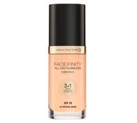 Max Factor Fondotinta Facefinity All Day Flawless - Correttore, Fondotinta liquido e primer viso 3-in-1, Formula vegan, Copertura modulabile, Tenuta fino a 30 ore, SPF20 - W33 Crystal Beige, 30 ml