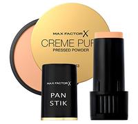 Max Factor Fondotinta Compatto Pan Stik Multiuso 3in1 Cremoso Lunga Tenuta 013 Nouveau Beige + Cipria Compatta Crème Puff Pressed Powder Opacizzante Polvere Lunga Durata 5 Translucent - 2 Cosmetici