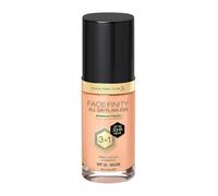 Max Factor Fondotinta Facefinity All Day Flawless - Correttore, Fondotinta liquido e primer viso 3-in-1, Formula vegan, Copertura modulabile, Tenuta fino a 30 ore, SPF20 - N75 Golden, 30 ml