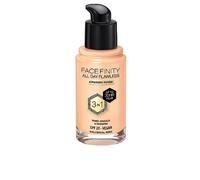 Max Factor Fondotinta Facefinity All Day Flawless - Correttore, Fondotinta liquido e primer viso 3-in-1, Formula vegan, Copertura modulabile, Tenuta fino a 30 ore, SPF20 - W33 Crystal Beige, 30 ml