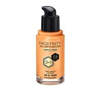 Max Factor Fondotinta Facefinity All Day Flawless - Correttore, Fondotinta liquido e primer viso 3-in-1, Formula vegan, Copertura modulabile, Tenuta fino a 30 ore, SPF20 - W78 Warm Honey, 30 ml