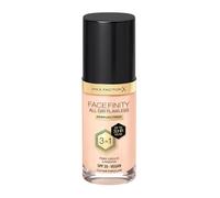 Max Factor Fondotinta Facefinity All Day Flawless - Correttore, Fondotinta liquido e primer viso 3-in-1, Formula vegan, Copertura modulabile, Tenuta fino a 30 ore, SPF20 - C10 Fair Porcelain, 30 ml