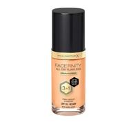 Max Factor Fondotinta Facefinity All Day Flawless - Correttore, Fondotinta liquido e primer viso 3-in-1, Formula vegan, Copertura modulabile, Tenuta fino a 30 ore, SPF20 - W70 Warm Sand, 30 ml