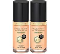 Max Factor Fondotinta Facefinity All Day Flawless - Correttore, Fondotinta liquido e primer viso 3-in-1, Formula vegan, Copertura modulabile, Tenuta fino a 30 ore, SPF20 - W44 Warm Ivory, 30 ml
