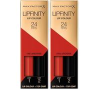 Max Factor Lipfinity Lip Colour Rossetto a Lunga Durata 2 in 1 con Finish Lucido, Rossetto Liquido e Balsamo Idratante per Labbra Morbide e Lucenti - 130 Luscious, 2,3 ml + 1,9 g (Confezione da 2)