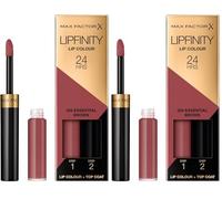 Max Factor Lipfinity Lip Colour Rossetto a Lunga Durata 2 in 1 con Finish Lucido, Rossetto Liquido e Balsamo Idratante per Labbra Morbide e Lucenti - 350 Essential Brown, 2,3 ml + 1,9 g