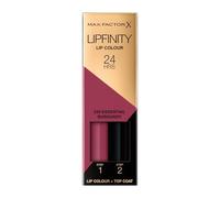 Max Factor Lipfinity Lip Colour Rossetto a Lunga Durata 2 in 1 con Finish Lucido, Rossetto Liquido e Balsamo Idratante per Labbra Morbide e Lucenti - 330 Essential Burgundy, 2,3 ml + 1,9 g