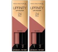 Max Factor - Lipfinity Lip Colour - Rossetto Lunga Durata e Gloss Idratante con Applicazione Bifase - Nuance 160 Iced - 2.3 ml e 1.9 g (Confezione da 2)